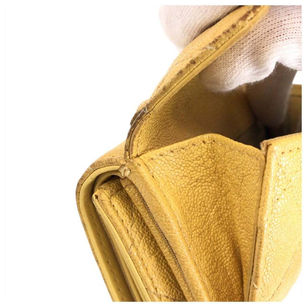 CHANEL Yellow Leather Logo Wallet - Picture 9 of 10
